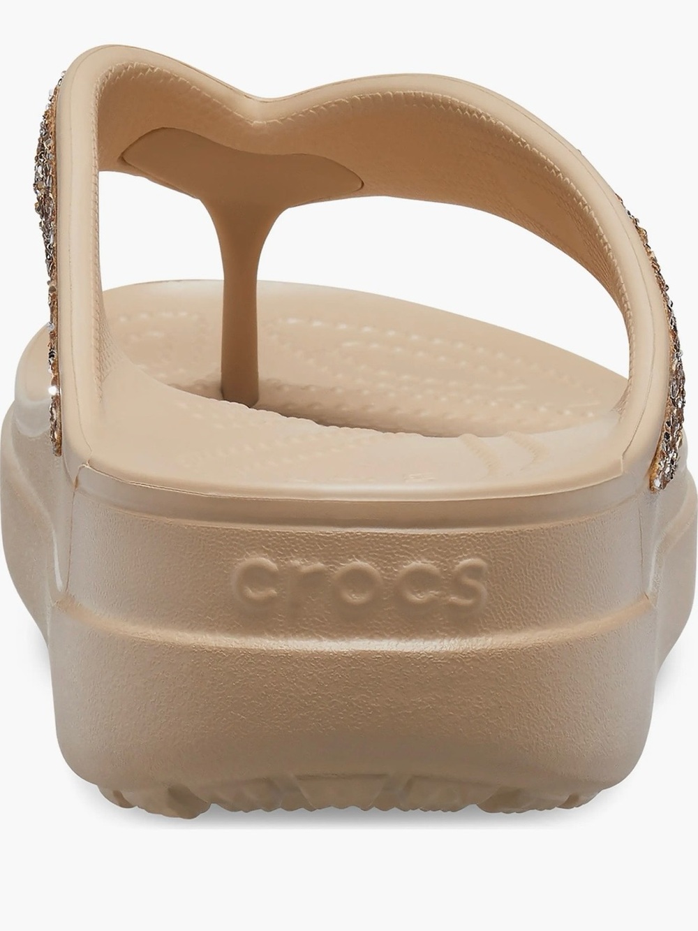Crocs Women’s Sloan Beige Glitter Flip Flop Sandals - Picture 3 of 4